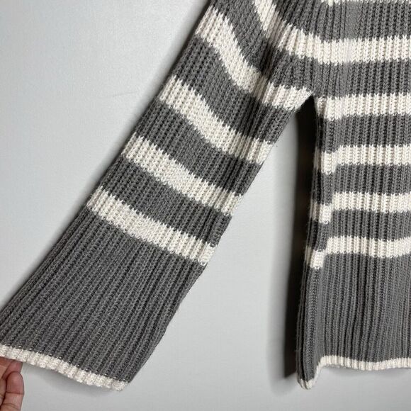 PETER SOM Collective Sweater Women XS Oversized Striped Pullover Turtleneck Gray - Picture 5 of 14